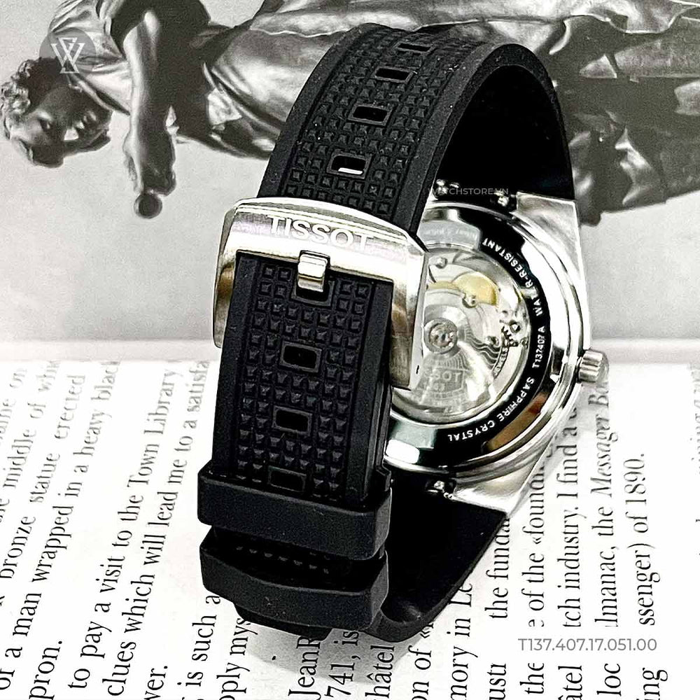 Tissot PRX Powermatic 80 Black Dial Black Rubber Strap Watch for Men - T137.407.17.051.00