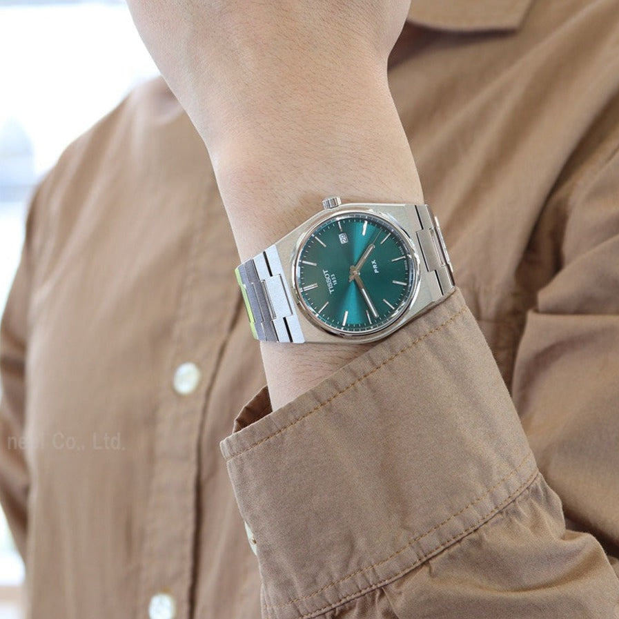 Buy Shop Tissot PRX Green Dial Silver Steel Strap Watch For Men - T137.410.11.091.00 USA Online