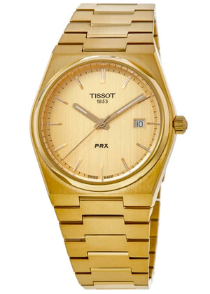 Buy Shop Tissot PRX Champagne Yellow Gold Dial Gold Steel Strap Watch for Men - T137.410.33.021.00 USA Online