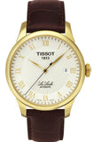 Buy Shop Tissot Le Locle Automatic Gold Dial Brown Leather Strap Watch For Men - T41.5.413.73 USA Online