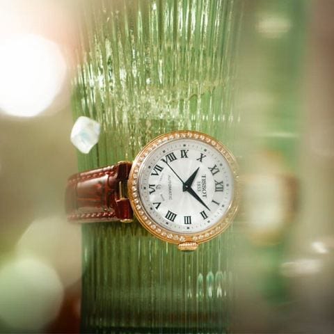 Buy Shop Tissot Bellissima Small Lady Diamonds Silver Dial Brown Leather Strap Watch For Women - T126.207.66.113.00 USA Online