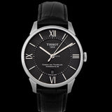 Buy Shop Tissot Chemin Des Tourelles Powermatic 80 Black Dial Black Leather Strap Watch For Men - T099.407.16.058.00 USA Online