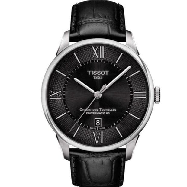 Buy Shop Tissot Chemin Des Tourelles Powermatic 80 Black Dial Black Leather Strap Watch For Men - T099.407.16.058.00 USA Online