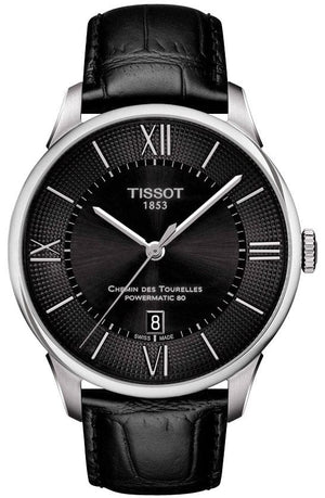 Buy Shop Tissot Chemin Des Tourelles Powermatic 80 Black Dial Black Leather Strap Watch For Men - T099.407.16.058.00 USA Online