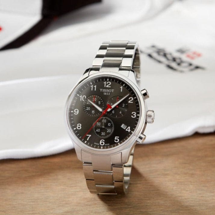 Buy Shop Tissot Chrono XL Black Dial Silver Steel Strap Watch For Men - T116.617.11.057.00 USA Online