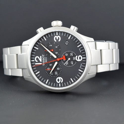 Buy Shop Tissot Chrono XL Black Dial Silver Steel Strap Watch For Men - T116.617.11.057.00 USA Online