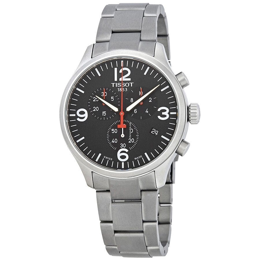 Buy Shop Tissot Chrono XL Black Dial Silver Steel Strap Watch For Men - T116.617.11.057.00 USA Online