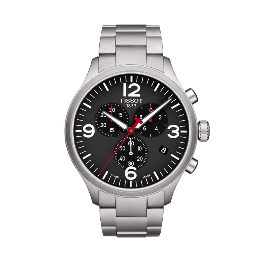 Buy Shop Tissot Chrono XL Black Dial Silver Steel Strap Watch For Men - T116.617.11.057.00 USA Online