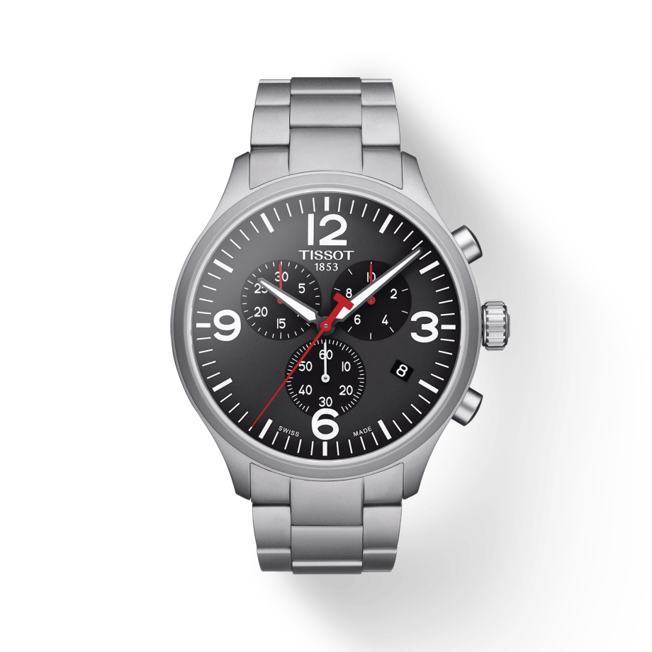 Buy Shop Tissot Chrono XL Black Dial Silver Steel Strap Watch For Men - T116.617.11.057.00 USA Online