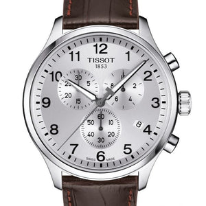 Buy Shop Tissot Chrono XL Silver Dial Brown Leather Strap Watch For Men - T116.617.16.037.00 USA Online