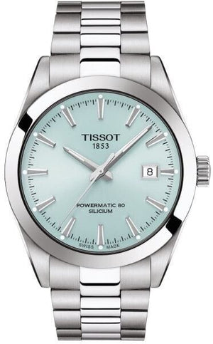 Buy Shop Tissot Gentleman Powermatic 80 Silicium Ice Blue Silver Steel Strap Watch For Men - T127.407.11.351.00 USA Online