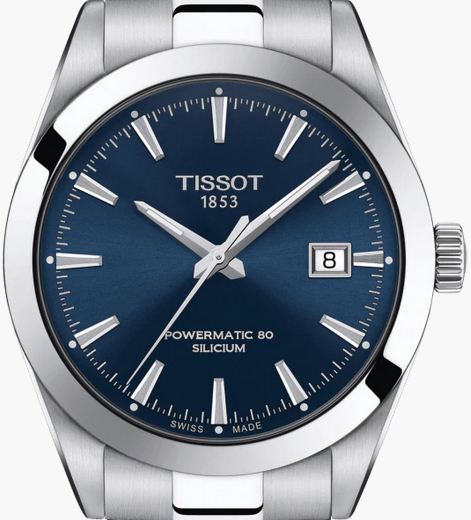 Buy Shop Tissot Gentlemen Powermatic 80 Silicium Blue Dial Silver Steel Strap Watch For Men - T127.407.11.041.00 USA Online