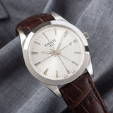 Buy Shop Tissot Gentlemen Silver Dial Brown Leather Strap Watch for Men - T127.410.16.031.01 USA Online