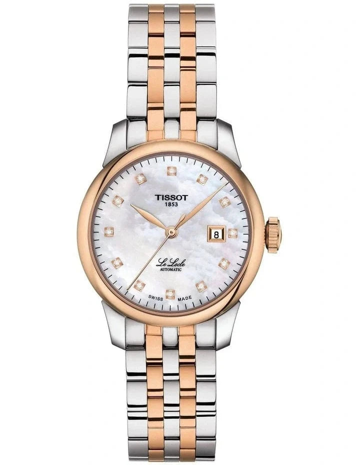 Buy Shop Tissot Le Locle Automatic Lady Mother of Pearl Dial Two Tone Steel Strap Watch For Women - T006.207.22.116.00 USA Online