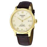 Buy Shop Tissot Le Locle Powermatic 80 Gold Dial Brown Leather Strap Watch For Men - T006.407.36.263.00 USA Online