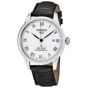 Buy Shop Tissot Le Locle Powermatic 80 Silver Dial Black Leather Strap Watch For Men - T006.407.16.033.00 USA Online