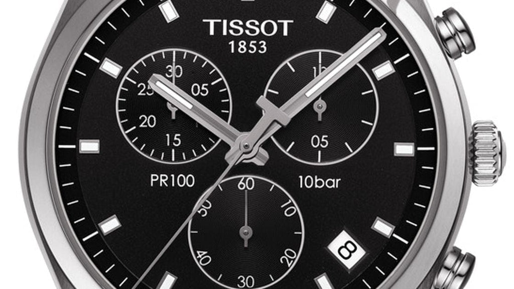 Buy Shop Tissot PR 100 Chronograph Black Dial Black Leather Strap Watch For Men - T101.417.16.051.00 USA Online