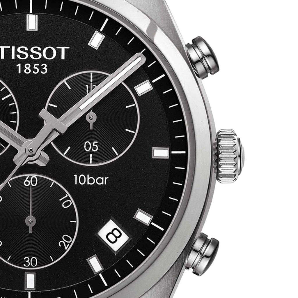 Buy Shop Tissot PR 100 Chronograph Black Dial Black Leather Strap Watch For Men - T101.417.16.051.00 USA Online