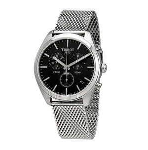 Buy Shop Tissot PR 100 Chronograph Black Dial Silver Mesh Bracelet Watch For Men - T101.417.11.051.01 USA Online