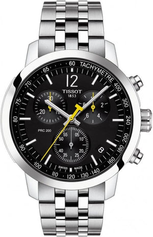 Buy Shop Tissot PRC 200 Chronograph Black Dial Silver Steel Strap Watch For Men - T114.417.11.057.00 USA Online