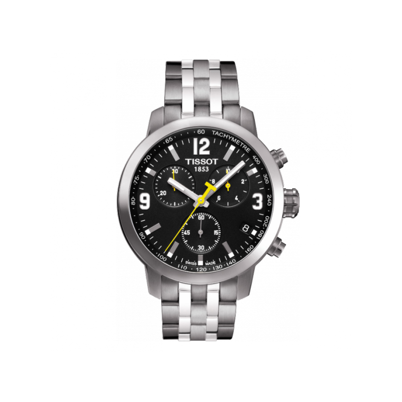 Buy Shop Tissot PRC 200 Chronograph Black Dial Silver Steel Strap Watch For Men - T055.417.11.057.00 USA Online