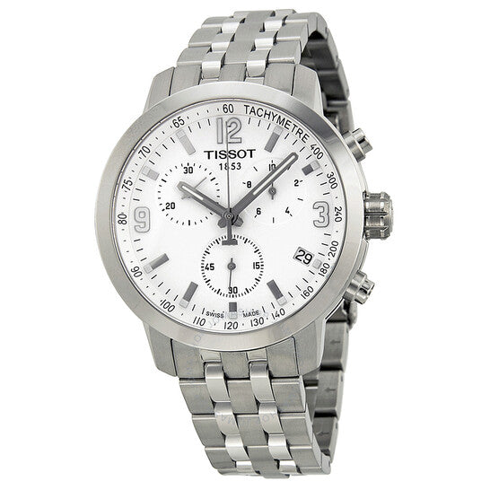 Buy Shop Tissot PRC 200 Chronograph White Dial Silver Steel Strap Watch For Men - T055.417.11.017.00 USA Online