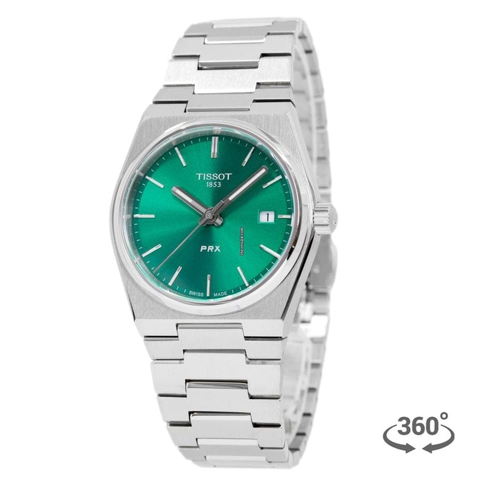 Buy Shop Tissot PRX Green Dial Silver Steel Strap Watch for Women - T137.210.11.081.00 USA Online