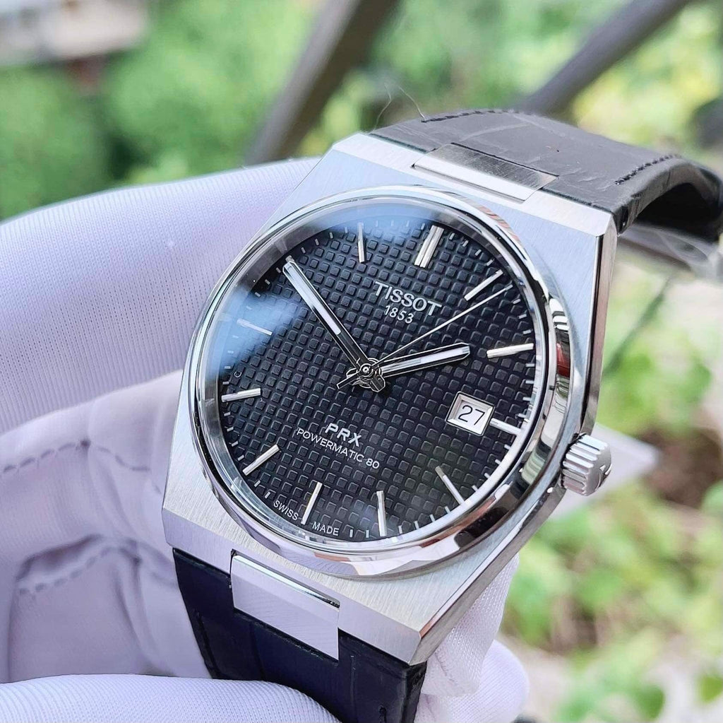 Buy Shop Tissot PRX Powermatic 80 Black Dial Black Leather Strap Watch for Men - T137.407.16.051.00 USA Online