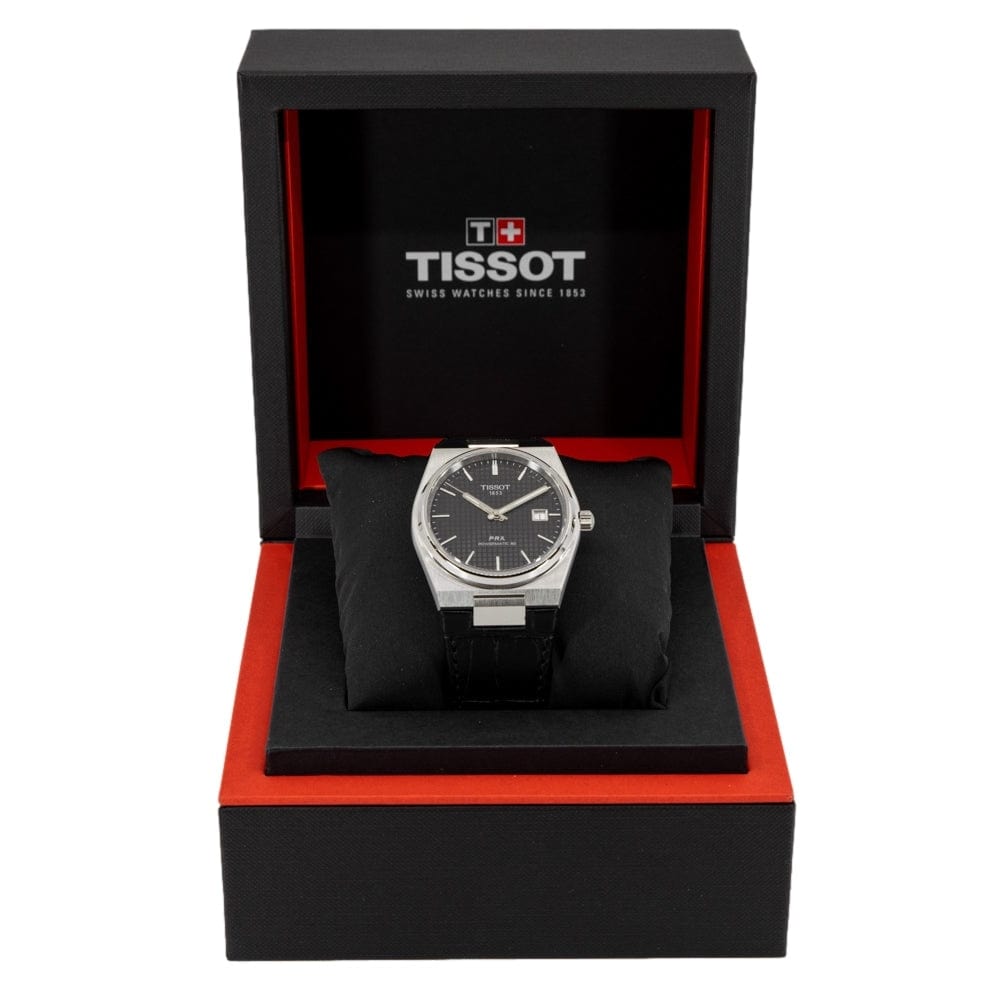 Buy Shop Tissot PRX Powermatic 80 Black Dial Black Leather Strap Watch for Men - T137.407.16.051.00 USA Online