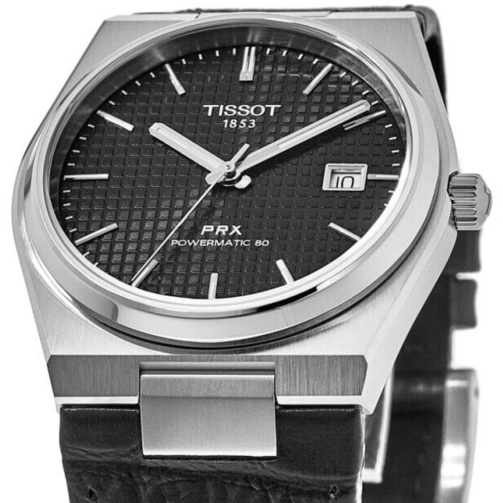 Buy Shop Tissot PRX Powermatic 80 Black Dial Black Leather Strap Watch for Men - T137.407.16.051.00 USA Online