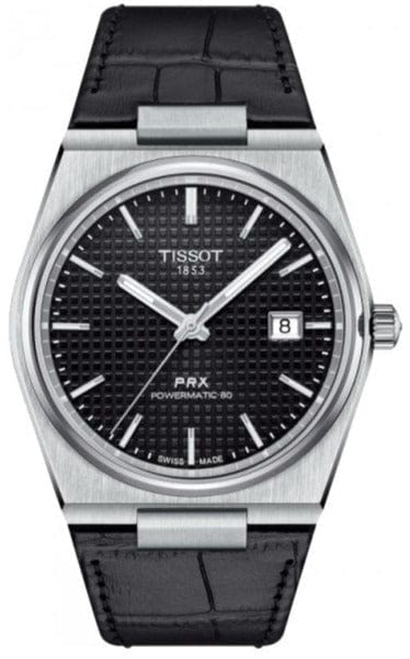 Buy Shop Tissot PRX Powermatic 80 Black Dial Black Leather Strap Watch for Men - T137.407.16.051.00 USA Online
