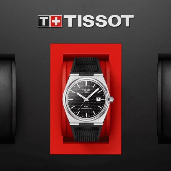 Buy Shop Tissot PRX Powermatic 80 Black Dial Black Rubber Strap Watch for Men - T137.407.17.051.00 USA Online
