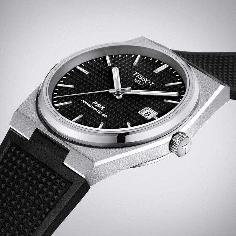 Buy Shop Tissot PRX Powermatic 80 Black Dial Black Rubber Strap Watch for Men - T137.407.17.051.00 USA Online