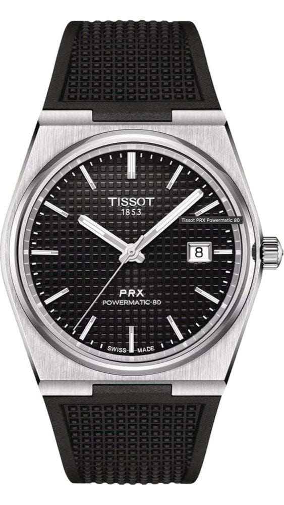 Buy Shop Tissot PRX Powermatic 80 Black Dial Black Rubber Strap Watch for Men - T137.407.17.051.00 USA Online