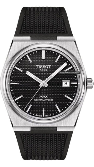 Buy Shop Tissot PRX Powermatic 80 Black Dial Black Rubber Strap Watch for Men - T137.407.17.051.00 USA Online