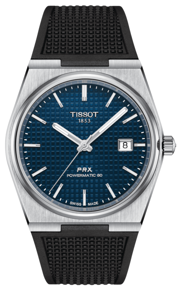Buy Shop Tissot PRX Powermatic 80 Blue Dial Black Rubber Strap Watch for Men - T137.407.17.041.00 USA Online