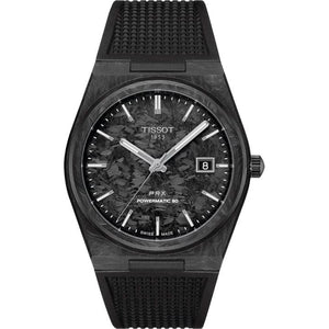 Buy Shop Tissot PRX Powermatic 80 Carbon Black Dial Black Rubber Strap Watch for Men - T137.907.97.201.00 USA Online