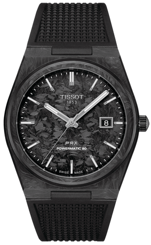 Buy Shop Tissot PRX Powermatic 80 Carbon Black Dial Black Rubber Strap Watch for Men - T137.907.97.201.00 USA Online