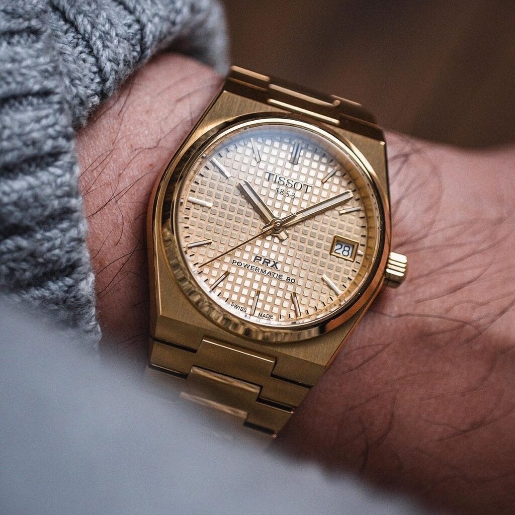 Buy Shop Tissot PRX Powermatic 80 Gold Dial Gold Steel Strap Watch for Men - T137.207.33.021.00 USA Online