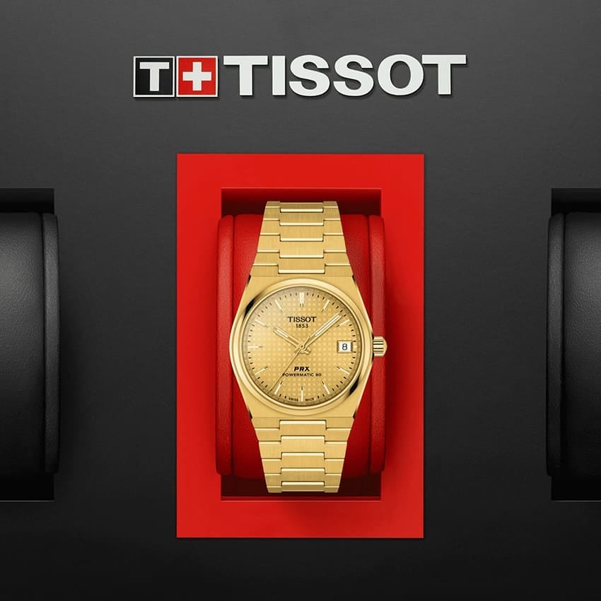 Buy Shop Tissot PRX Powermatic 80 Gold Dial Gold Steel Strap Watch for Men - T137.207.33.021.00 USA Online