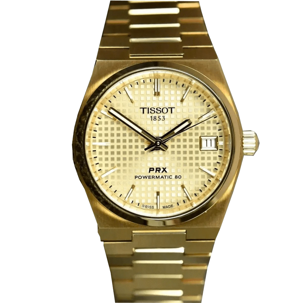 Buy Shop Tissot PRX Powermatic 80 Gold Dial Gold Steel Strap Watch for Men - T137.207.33.021.00 USA Online