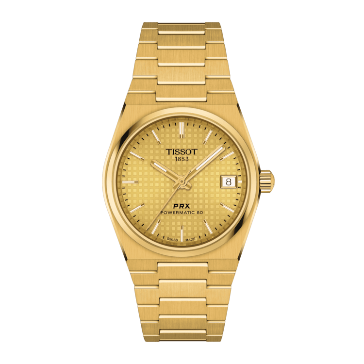 Buy Shop Tissot PRX Powermatic 80 Gold Dial Gold Steel Strap Watch for Men - T137.207.33.021.00 USA Online