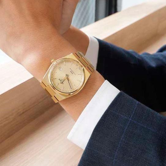 Buy Shop Tissot PRX Powermatic 80 Gold Dial Gold Steel Strap Watch for Men - T137.407.33.021.00 USA Online