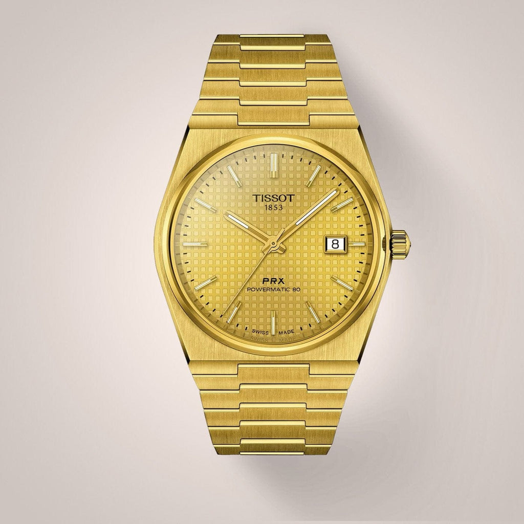 Buy Shop Tissot PRX Powermatic 80 Gold Dial Gold Steel Strap Watch for Men - T137.407.33.021.00 USA Online