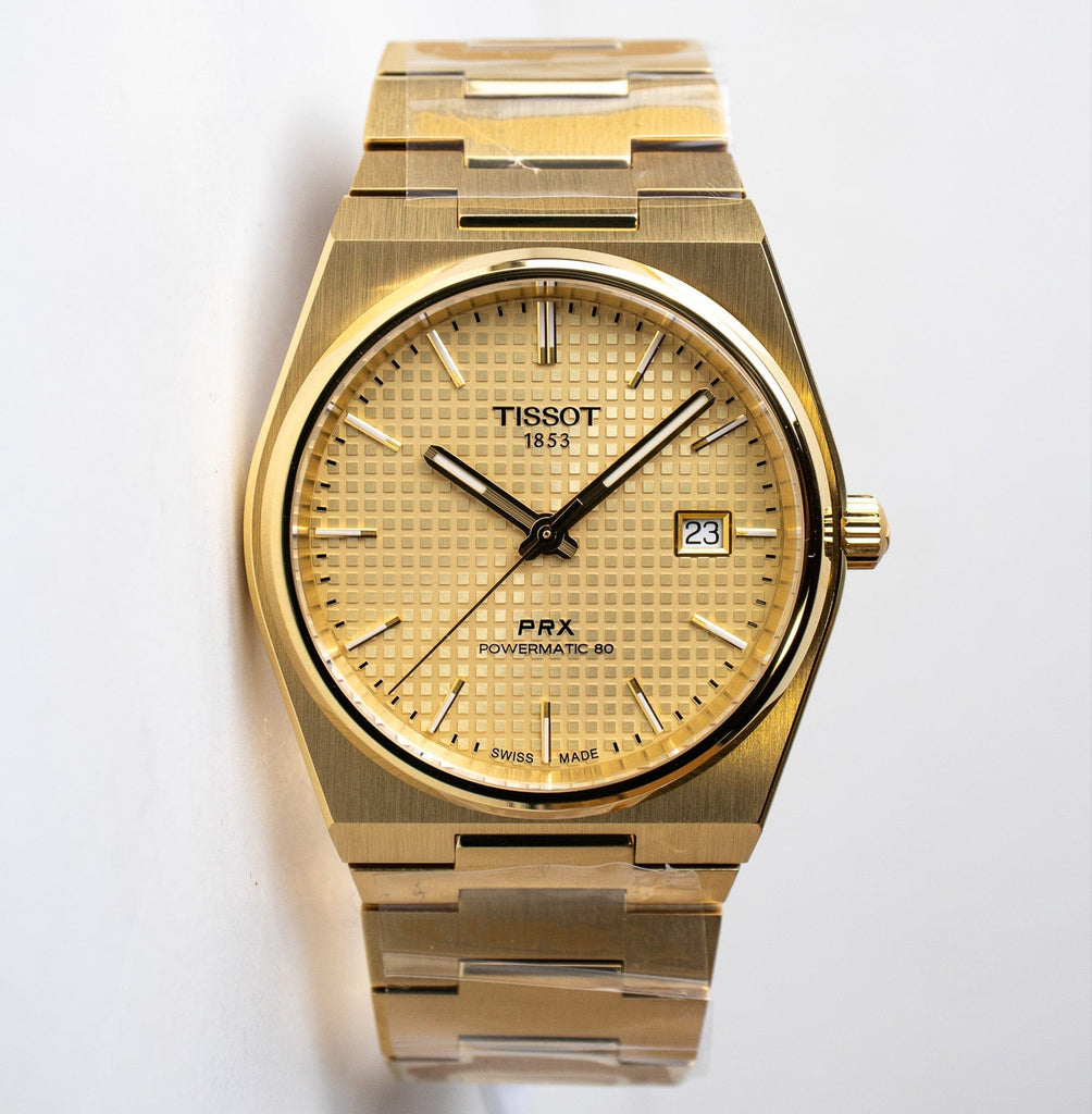 Buy Shop Tissot PRX Powermatic 80 Gold Dial Gold Steel Strap Watch for Men - T137.407.33.021.00 USA Online