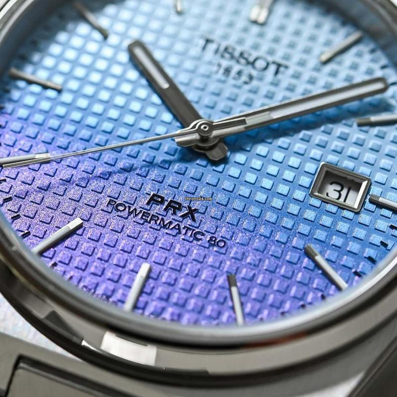 Buy Shop Tissot PRX Powermatic 80 Gradient Blue Dial Silver Steel Strap Watch for Men - T137.407.11.351.01 USA Online