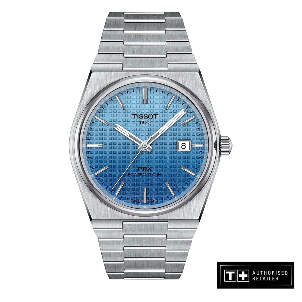 Buy Shop Tissot PRX Powermatic 80 Gradient Blue Dial Silver Steel Strap Watch for Men - T137.407.11.351.01 USA Online