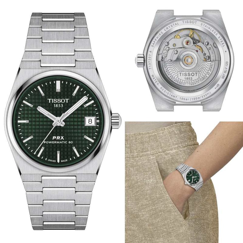 Buy Shop Tissot PRX Powermatic 80 Green Dial Silver Steel Strap Watch for Men - T137.207.11.091.00 USA Online