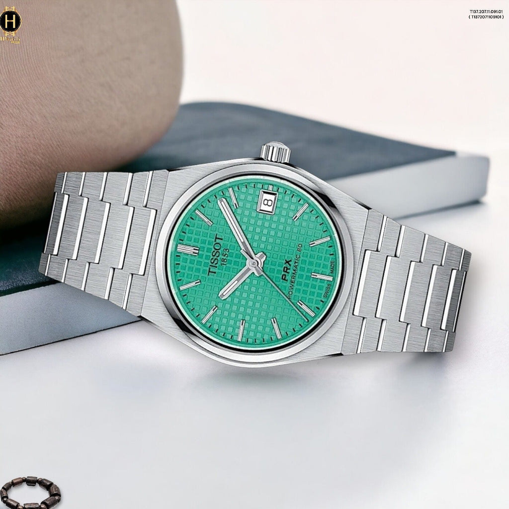 Buy Shop Tissot PRX Powermatic 80 Light Green Dial Silver Steel Strap Watch for Men - T137.207.11.091.01 USA Online