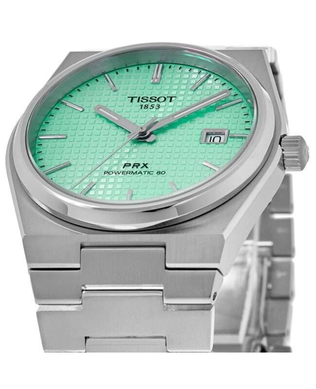 Buy Shop Tissot PRX Powermatic 80 Light Green Dial Silver Steel Strap Watch for Men - T137.207.11.091.01 USA Online